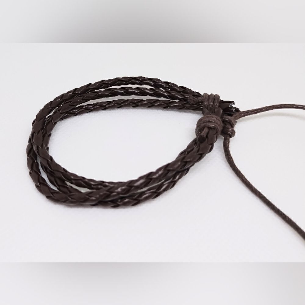 Men's bracelet leather braided layered jewelry new d88‎
